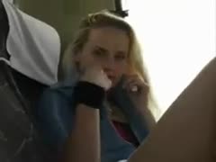 Public bus masturbation of hot amateur blonde filmed on voyeur camera